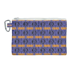 Bitcoin Logo Pattern Canvas Cosmetic Bag (large) by ExtraAwesomeSauce