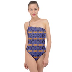 Bitcoin Logo Pattern Classic One Shoulder Swimsuit