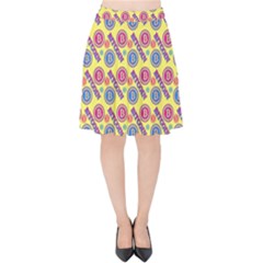 Colorful Bitcoin Pattern Velvet High Waist Skirt