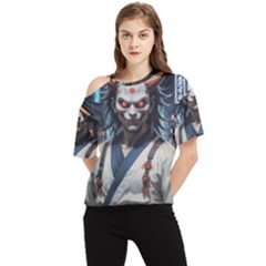 Demon Samurai One Shoulder Cut Out T-shirt