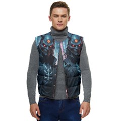 Cyberpunk Demon Samurai Men s Button Up Puffer Vest	