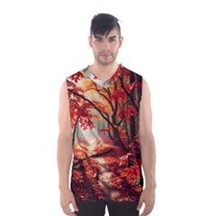 Forest Path Red Nature Men s Basketball Tank Top