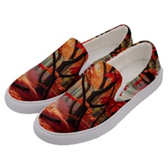 Forest Path Red Nature Men s Canvas Slip Ons by Bedest