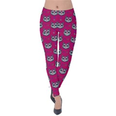 Calavera Cat Art Pattern Velvet Leggings