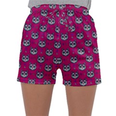 Calavera Cat Art Pattern Sleepwear Shorts