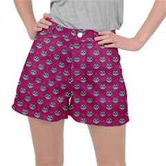 Calavera Cat Art Pattern Women s Ripstop Shorts by ExtraGoodSauce