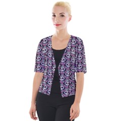 Sugar Skull Cat Pattern Cropped Button Cardigan