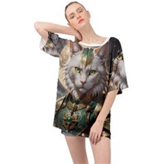 Epic Armored Cat Warrior Oversized Chiffon Top by ExtraGoodSauce