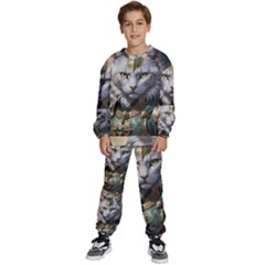 Epic Armored Cat Warrior Kids  Sweatshirt Set by ExtraAwesomeSauce