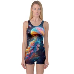 Cosmic Jellyfish Artwork One Piece Boyleg Swimsuit