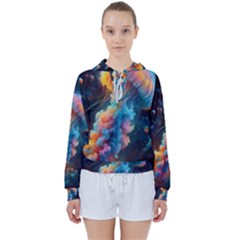 Cosmic Jellyfish Artwork Women s Tie Up Sweat