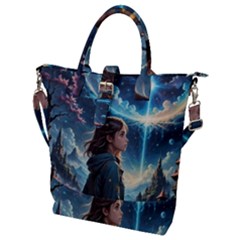 Enchanting Fantasy Night Sky Scene Buckle Top Tote Bag by ExtraAwesomeSauce