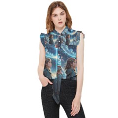Enchanting Fantasy Night Sky Scene Frill Detail Shirt by ExtraAwesomeSauce