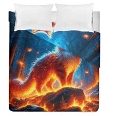 Enchanted Fire Feline Duvet Cover Double Side (queen Size) by ExtraGoodSauce