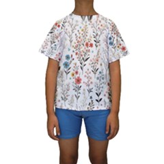 Flowers Design Floral Kids  Short Sleeve Swimwear