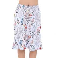 Flowers Design Floral Short Mermaid Skirt