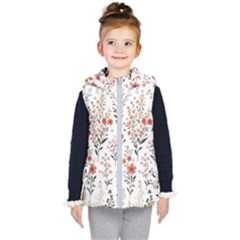 Flowers Design Floral Kids  Hooded Puffer Vest