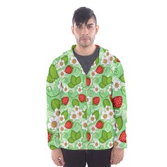 Strawberries Pattern Seamless Men s Hooded Windbreaker