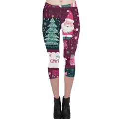 Christmas Santa Claus Capri Leggings 