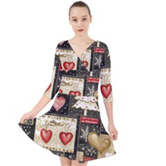 Christmas Reindeer Quarter Sleeve Front Wrap Dress