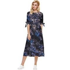 Rocky Lake Reflection  Bow Sleeve Chiffon Midi Dress