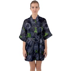 Blackberry Fruit, Fruit Half Sleeve Satin Kimono 