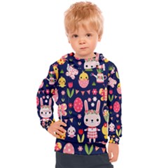 Bunny - Easter Pattern Kids  Hooded Pullover