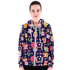 Bunny - Easter Pattern Women s Zipper Hoodie