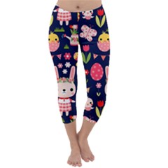 Bunny - Easter Pattern Capri Winter Leggings 