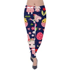 Bunny - Easter Pattern Velvet Leggings