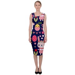 Bunny - Easter Pattern Sleeveless Pencil Dress