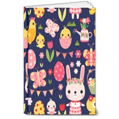 Bunny - Easter Pattern 8  X 10  Hardcover Notebook