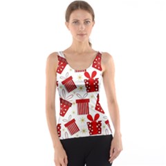 Christmas Texture, Pattern, Red, Craciun, Christmas, Bow, Gift Women s Basic Tank Top by kyorashop23