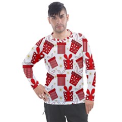 Christmas Texture, Pattern, Red, Craciun, Christmas, Bow, Gift Men s Pique Long Sleeve T-shirt