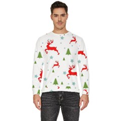 Christmas Texture, Pattern, Red, Craciun, Christmas, Snowflake, Men s Fleece Sweatshirt