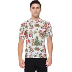 Christmas Texture, Pattern, Red, Tree, Craciun, Green, Christmas Men s Short Sleeve Rash Guard