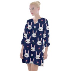 Cute Bunny Pattern, Easter, Koteto Open Neck Shift Dress