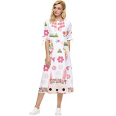 Cute Easter Bunny, Koteto, Animal, Baby Bow Sleeve Chiffon Midi Dress