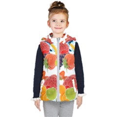 Fruits, Drip, Fruit, Paint, Spring Kids  Hooded Puffer Vest