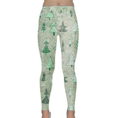 Green Christmas Trees, Cute, Doodle Classic Yoga Leggings