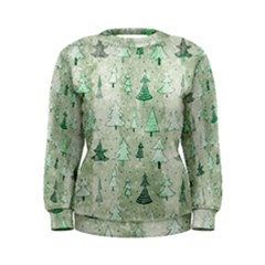 Green Christmas Trees, Cute, Doodle Women s Sweatshirt