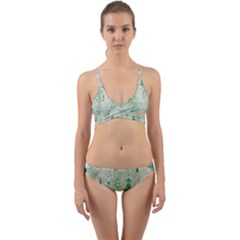 Green Christmas Trees, Cute, Doodle Wrap Around Bikini Set