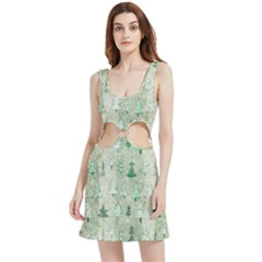 Green Christmas Trees, Cute, Doodle Velour Cutout Dress