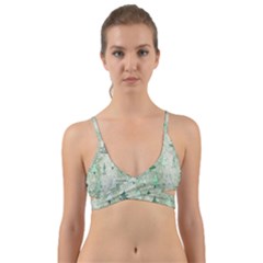 Green Christmas Trees, Cute, Doodle Wrap Around Bikini Top