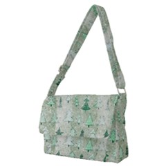 Green Christmas Trees, Cute, Doodle Full Print Messenger Bag (m)