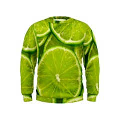 Lime Slices Close Up, Fresh, Fruit, Green Lemon Kids  Sweatshirt