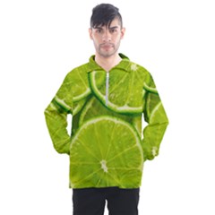 Lime Slices Close Up, Fresh, Fruit, Green Lemon Men s Half Zip Pullover