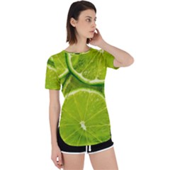 Lime Slices Close Up, Fresh, Fruit, Green Lemon Perpetual Short Sleeve T-shirt