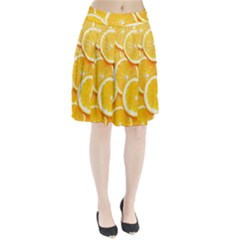 Oranges, Orange, Fruits Pleated Skirt