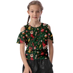 Texture, Pattern, Red, Craciun, Christmas, Hat, Santa, Green Kids  Butterfly Cutout T-shirt